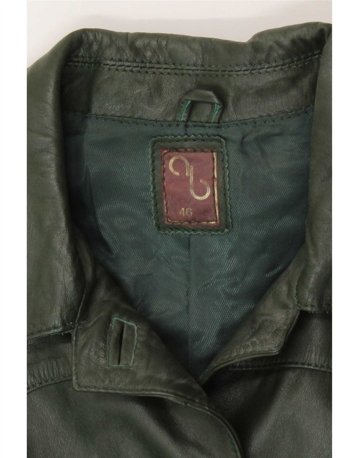 Geacă de piele vintage pentru femei IT 46 Large Green