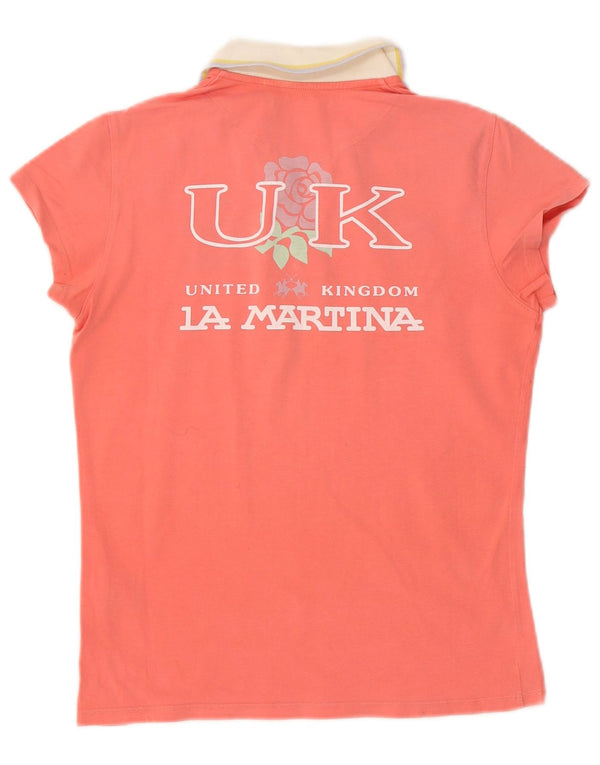 Tricou polo pentru femei La Martina UK 14, mare, roz, color block, bumbac
