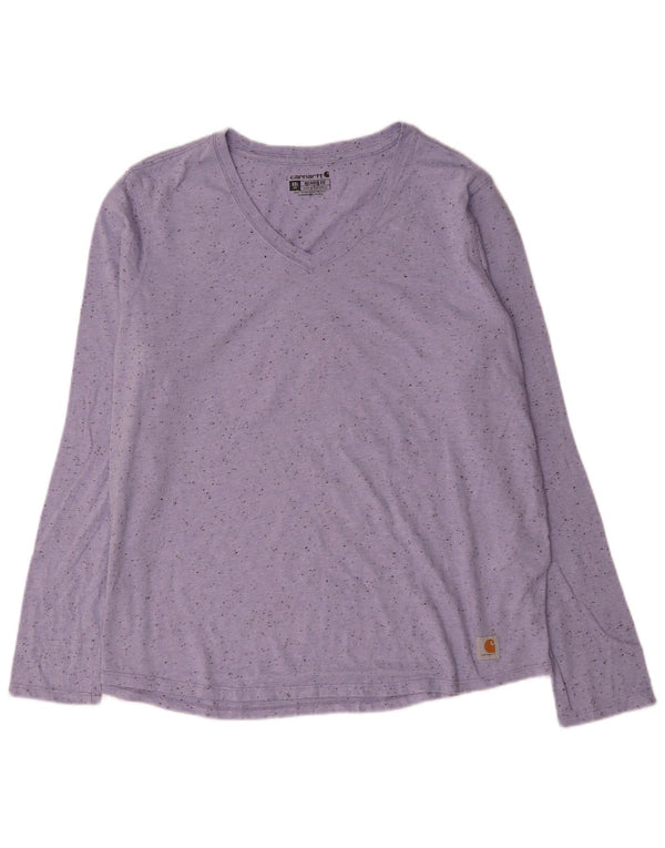 Carhartt pentru femei, top relaxat cu mânecă lungă US 20 2XL, bumbac mov cu pete