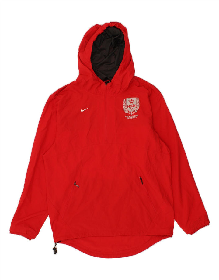 NIKE Mens Graphic Hooded Pullover Tracksuit Top Small Red Polyester Vintage Nike and Second-Hand Nike from Messina Hembry 