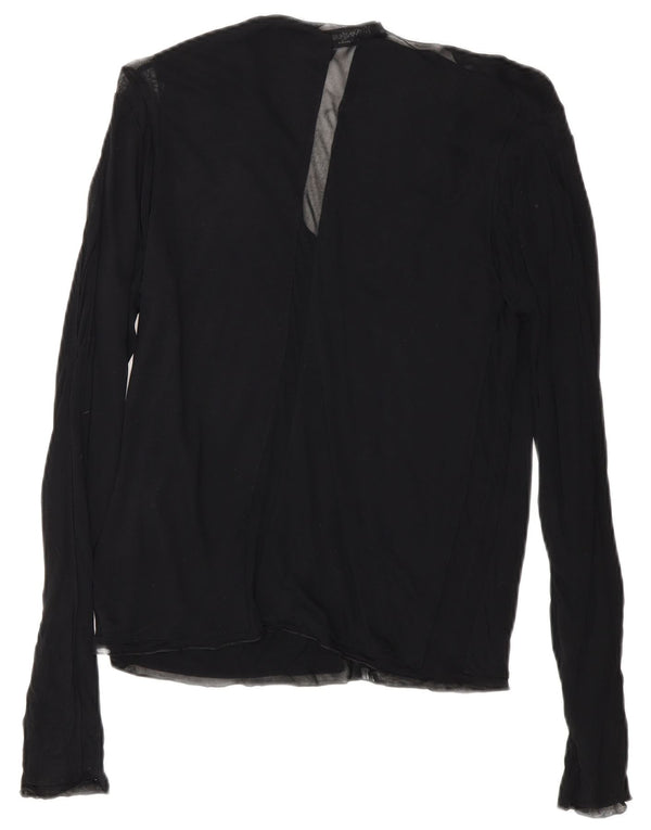 Yves Saint Laurent Womens Long Sleeve Blouse Top UK 12 Medium Black Viscose