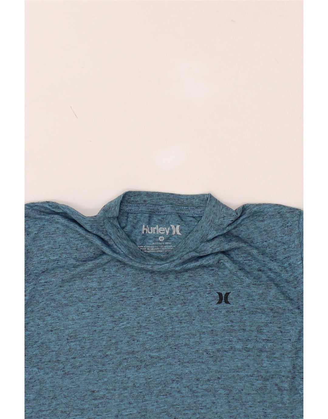 HURLEY Mens T-Shirt Top Medium Blue Flecked Polyester Vintage Hurley and Second-Hand Hurley from Messina Hembry 