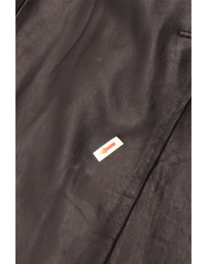 Trenci din piele dublu pentru bărbați vintage UK 36 mic negru