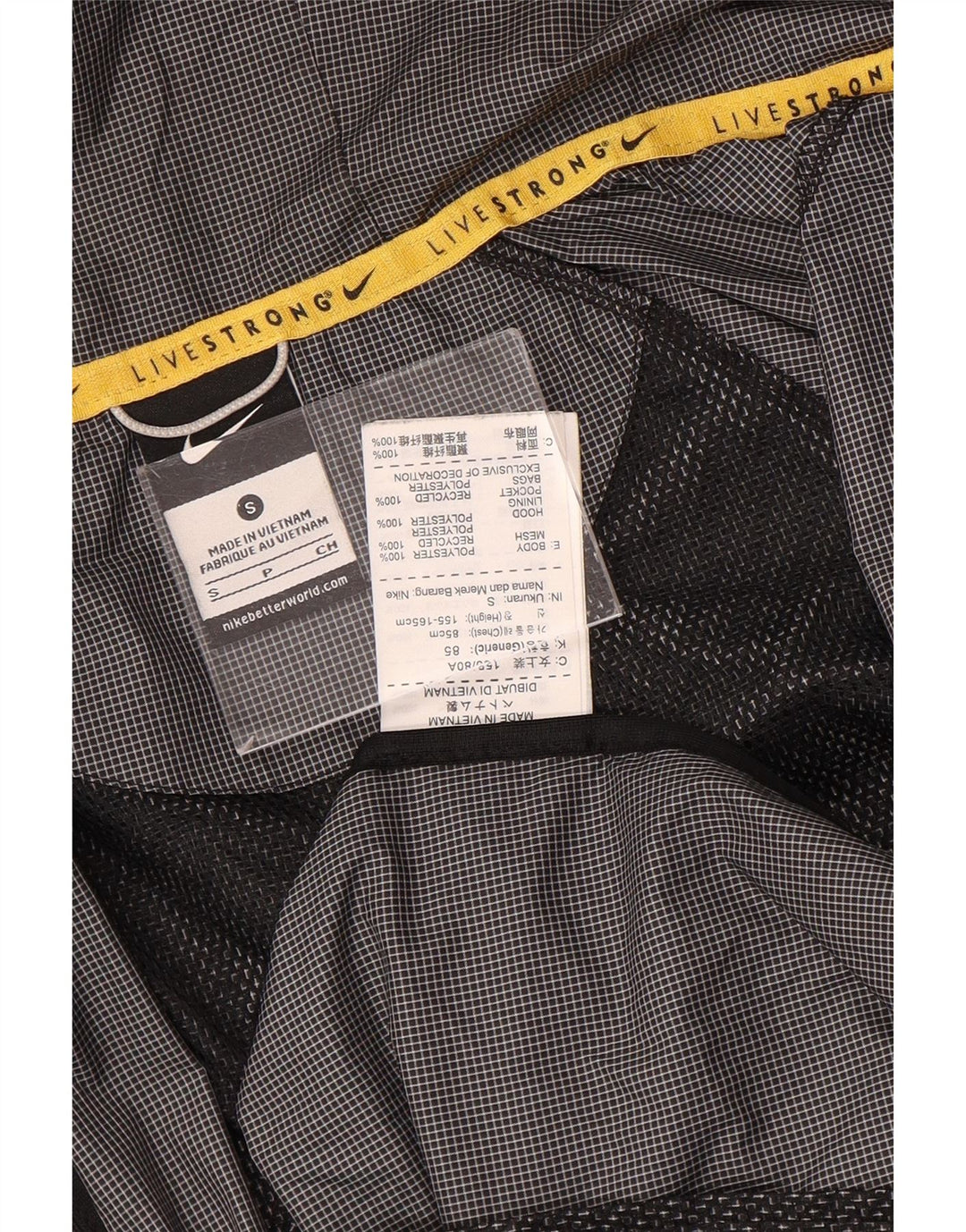Jachetă de ploaie cu glugă Nike pentru bărbați UK 36 Poliester Vichy Gri mic