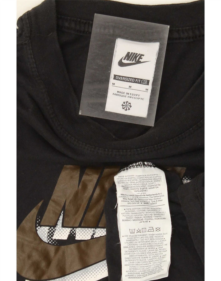 Tricou grafic supradimensionat Nike pentru bărbați Top mediu din bumbac negru