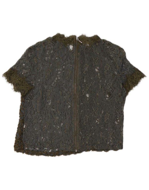Top din dantela pentru femei Zara, cu vedere la mare, UK 10 Small Khaki Floral