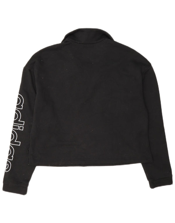Pulover Adidas Crop Graphic Gâtul cu fermoar pentru femei UK 16/18 Large Negru