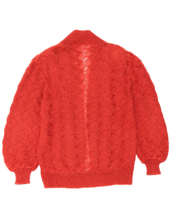 Pulover Vintage cardigan deschis pentru femei UK 16 Mohair roșu mare