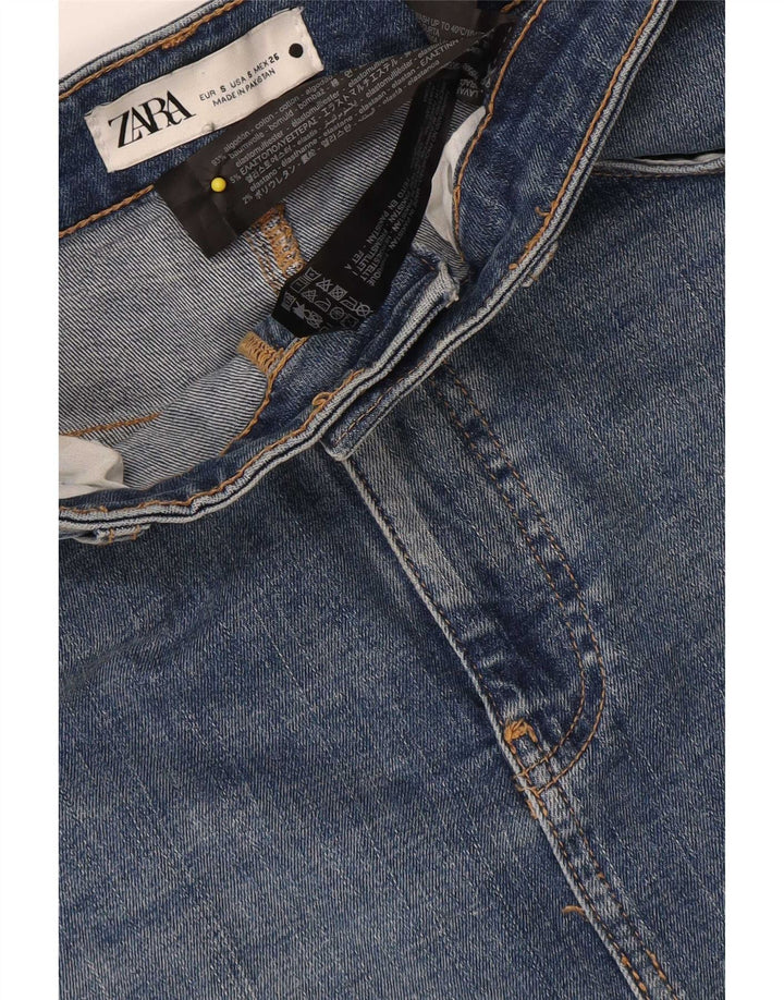 Fusta Midi Denim Zara Femei Mic W26 Bumbac Albastru