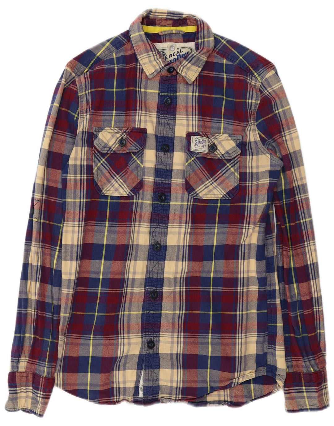 Cămașă de flanel pentru bărbați Superdry, bumbac cu carouri multicolore