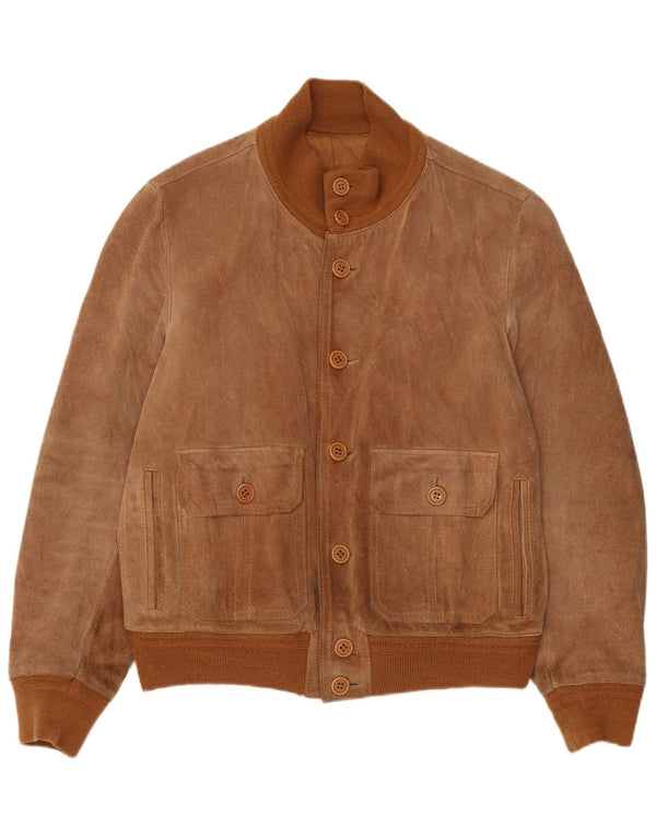 Jachetă Bomber Vintage pentru bărbați din piele intoarsa IT 52 XL din piele maro