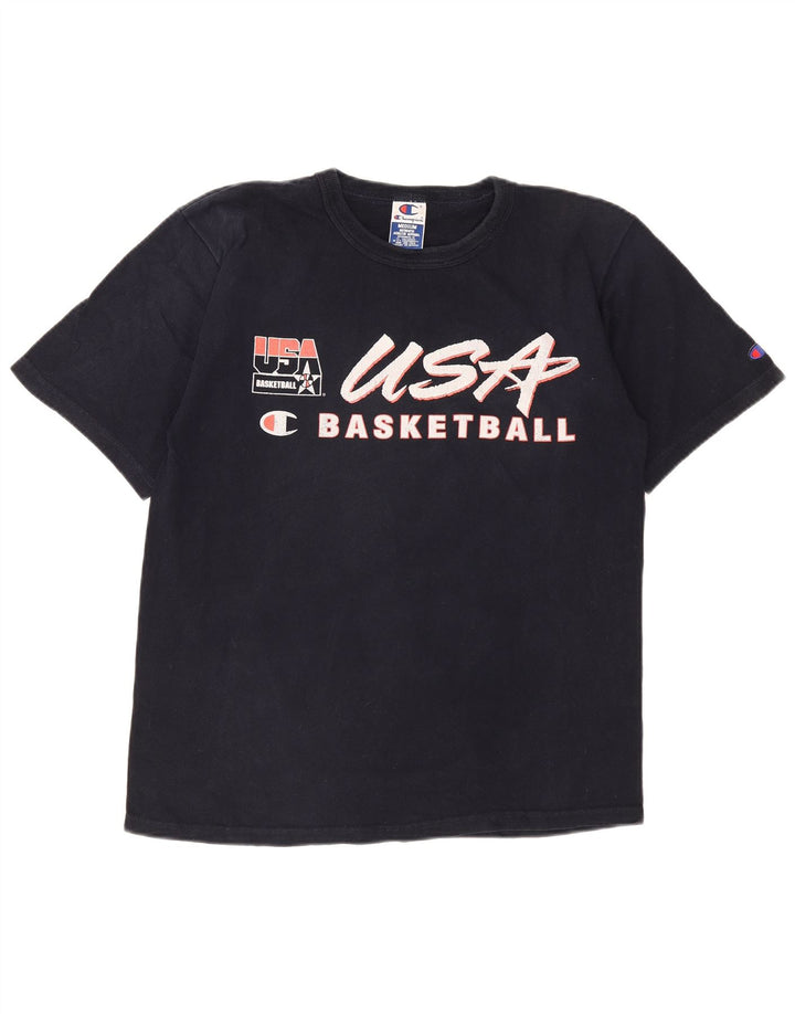 Tricou grafic pentru bărbați Champion Top mediu din bumbac bleumarin