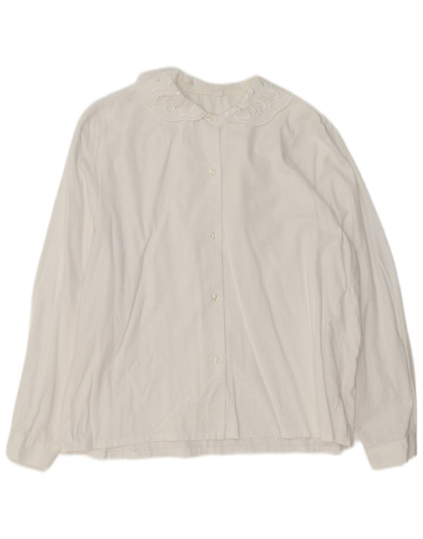 Bluză de cămașă vintage pentru femei UK 18 XL Alb Floral
