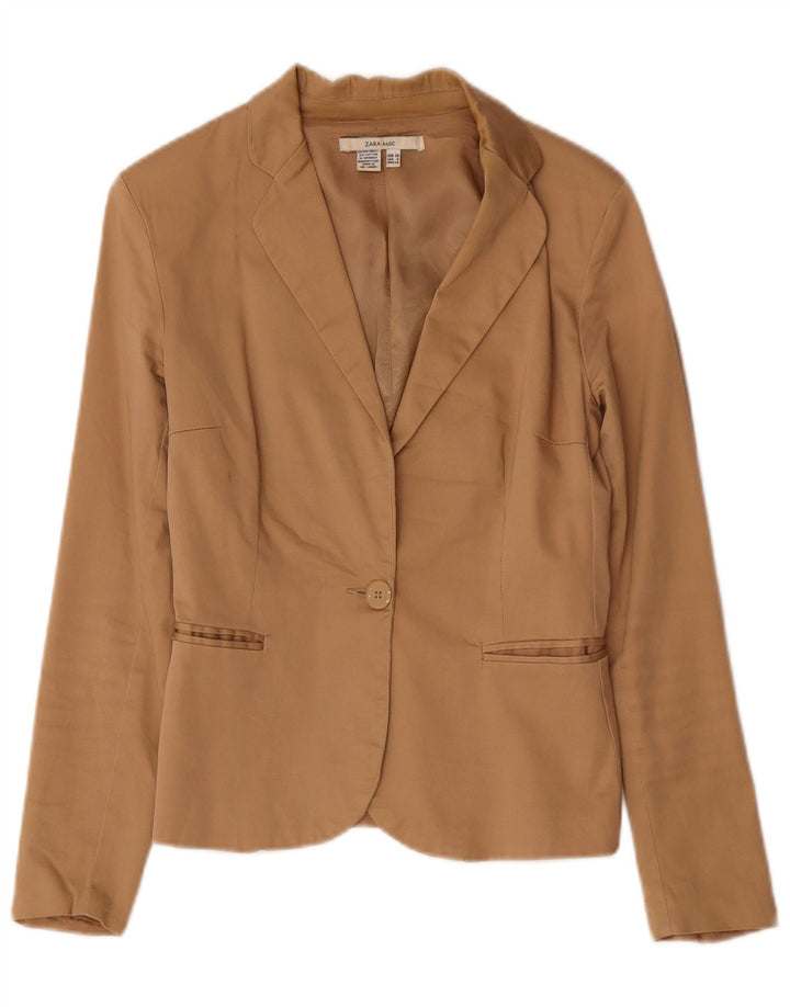 Jachetă Blazer Femei Zara 1 Buton EU 38 Bumbac Maro Mic