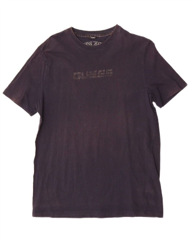 Tricou cu grafică obișnuită Guess pentru bărbați Top mare din bumbac bleumarin