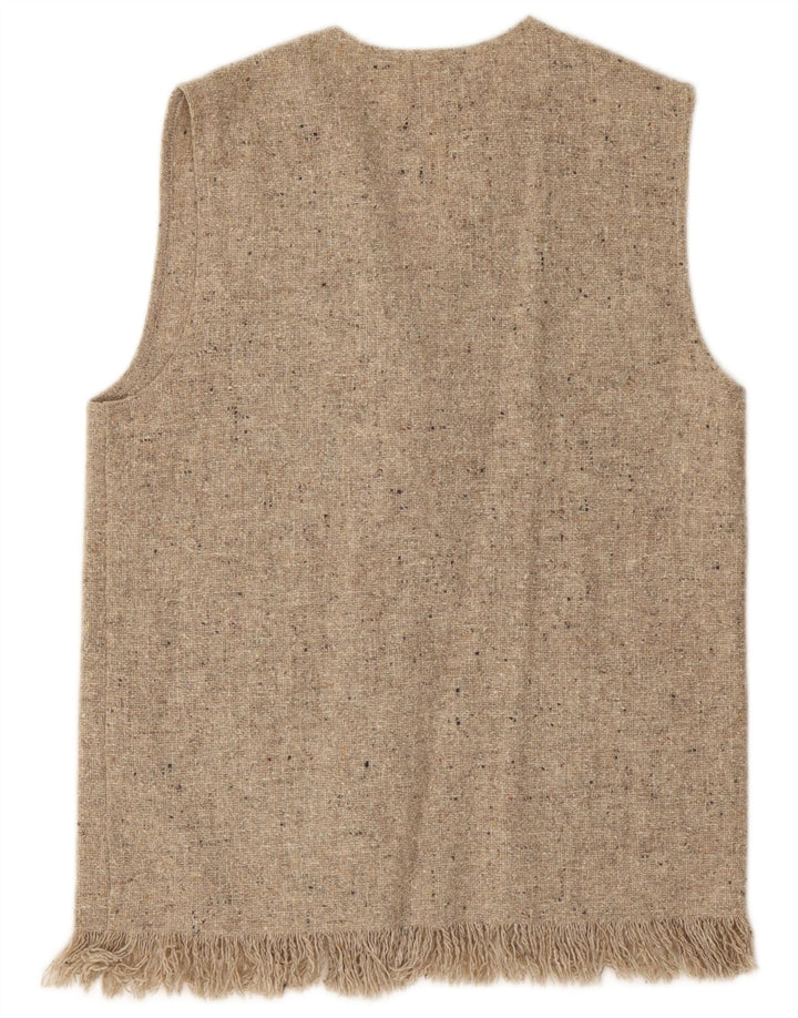 Pulover Cardigan fără mâneci Vintage pentru femei UK 14 Lână cu pete gri mediu