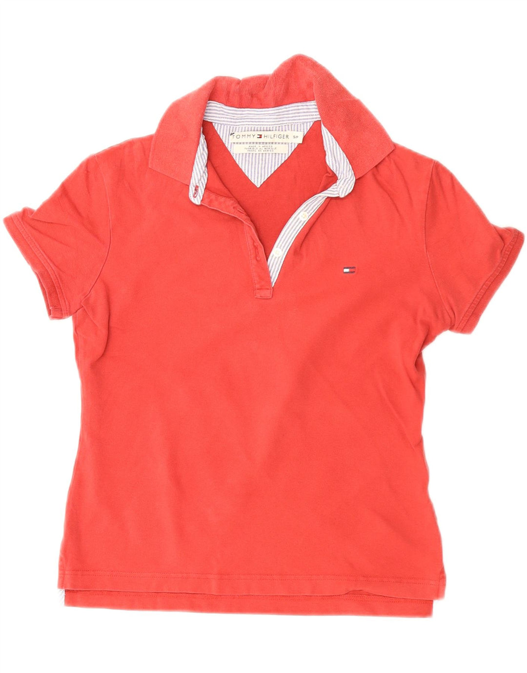 TOMMY HILFIGER Tricou polo pentru femei UK 10 Bumbac roșu mic