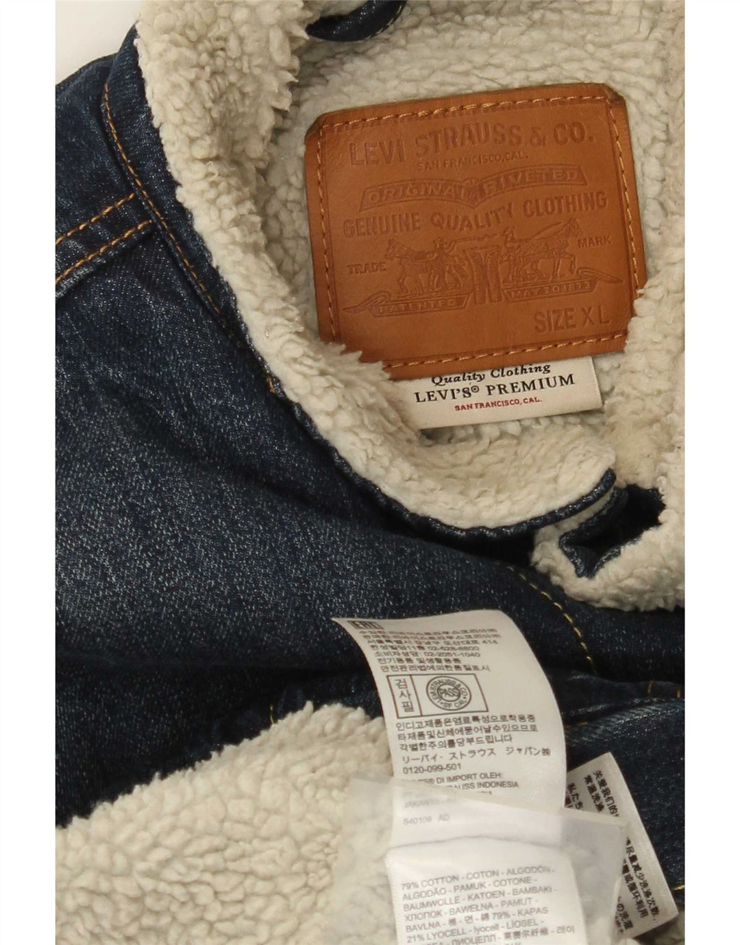 Jachetă pentru bărbați Levi's Sherpa Denim UK 42 XL Bumbac albastru