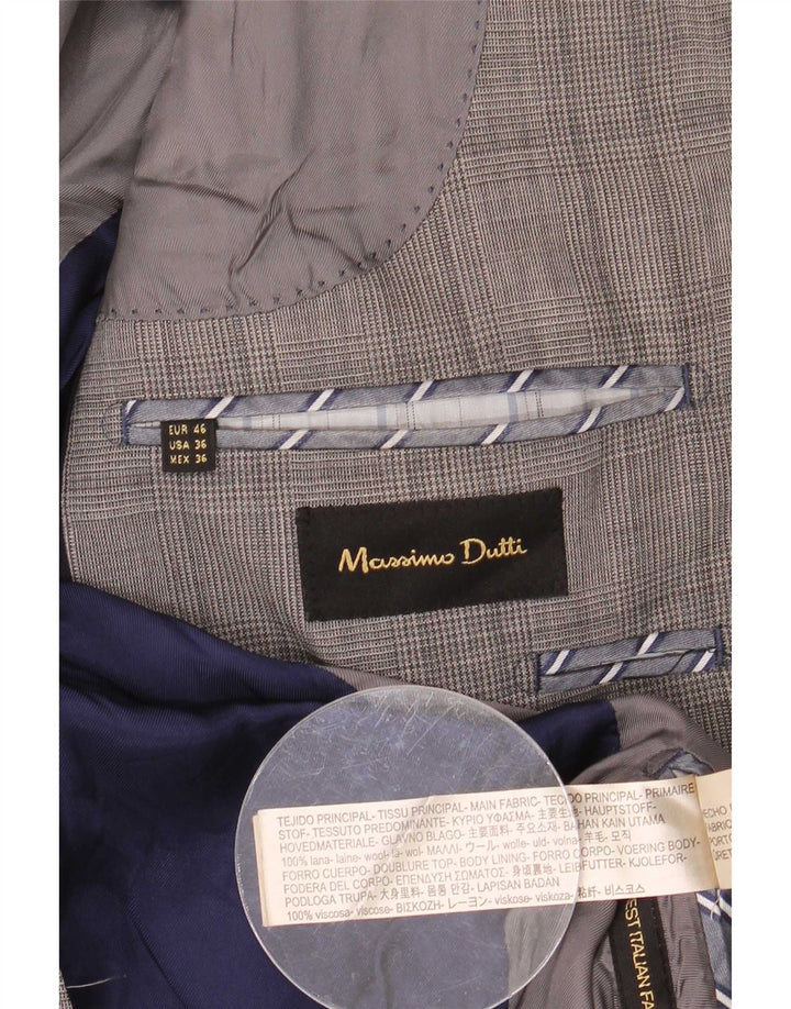Massimo Dutti Jachetă pentru bărbați cu 2 nasturi UE 46 Lână mică, gri cu picior de gală