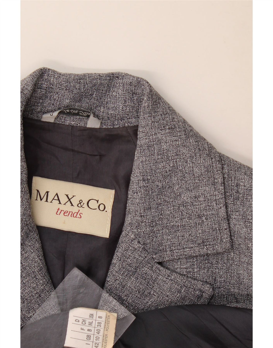 Jachetă pentru femei Max & Co. Blazer cu 4 nasturi UK 10 Poliester gri mic