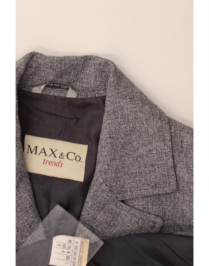 Jachetă pentru femei Max & Co. Blazer cu 4 nasturi UK 10 Poliester gri mic