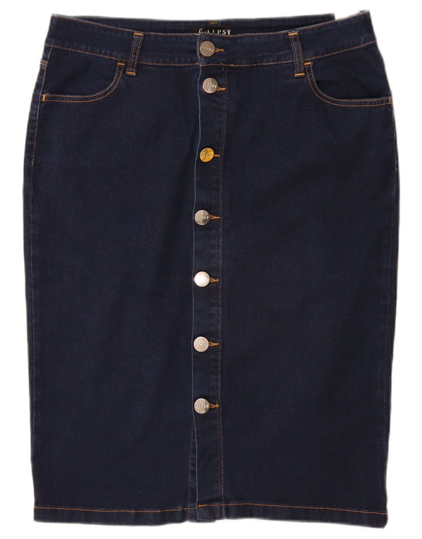 Fusta de blugi pentru femei Lipsy UK 16 Large W32 Bumbac bleumarin