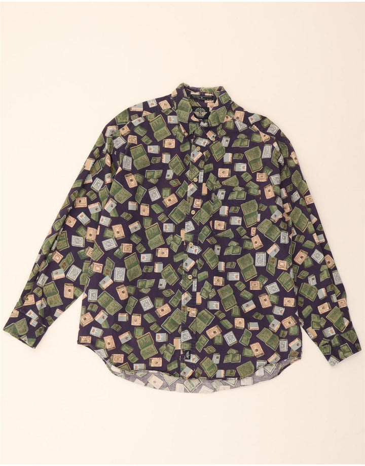 DOCKERS Mens Graphic Shirt Medium Navy Blue Cotton Vintage Dockers and Second-Hand Dockers from Messina Hembry 