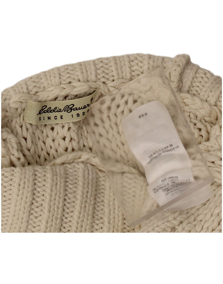 Pulover pentru damă Eddie Bauer cu gât țestoasă, bumbac alb, mic, 8 UK