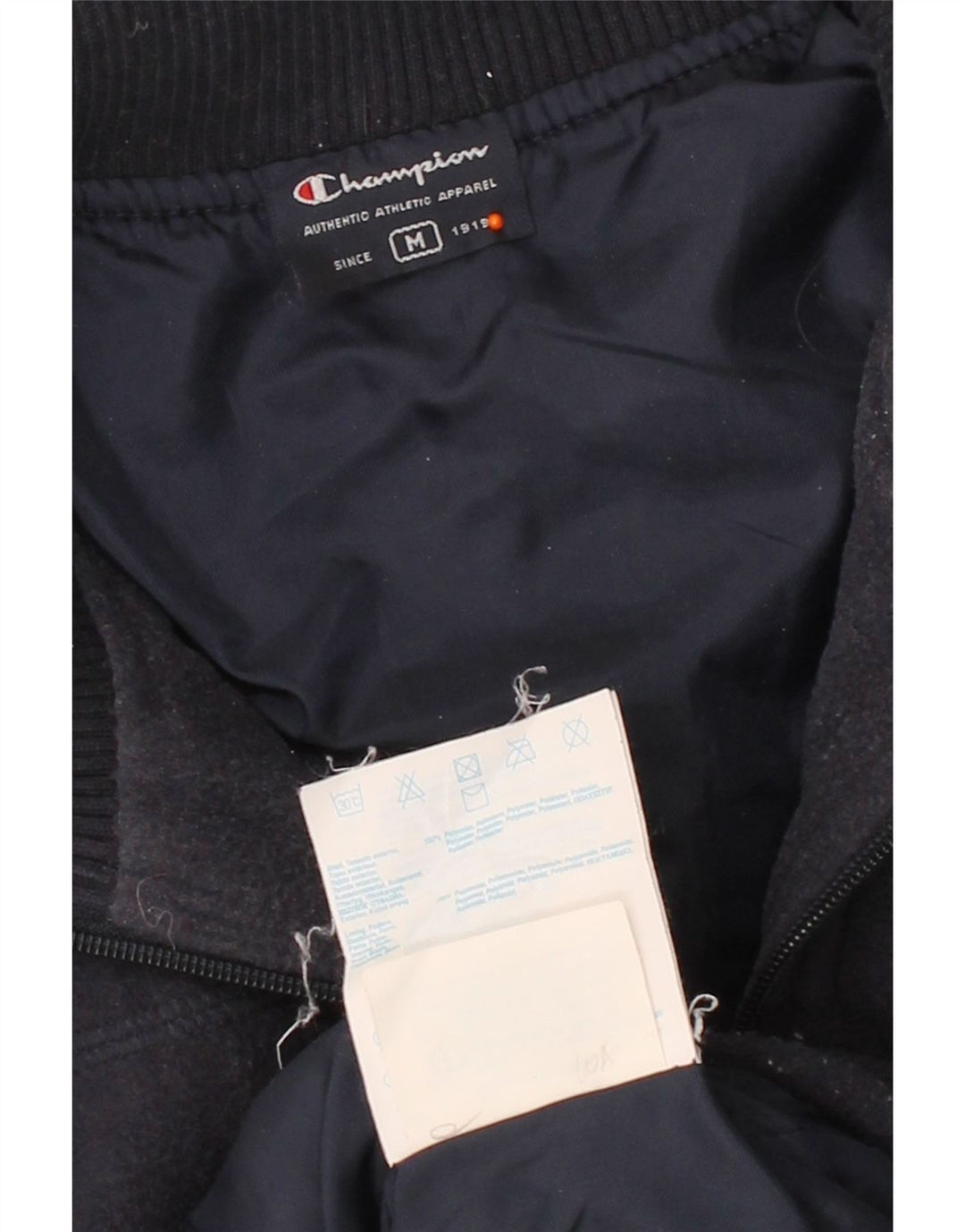 CHAMPION Mens Fleece Jacket UK 38 Medium Navy Blue Polyester