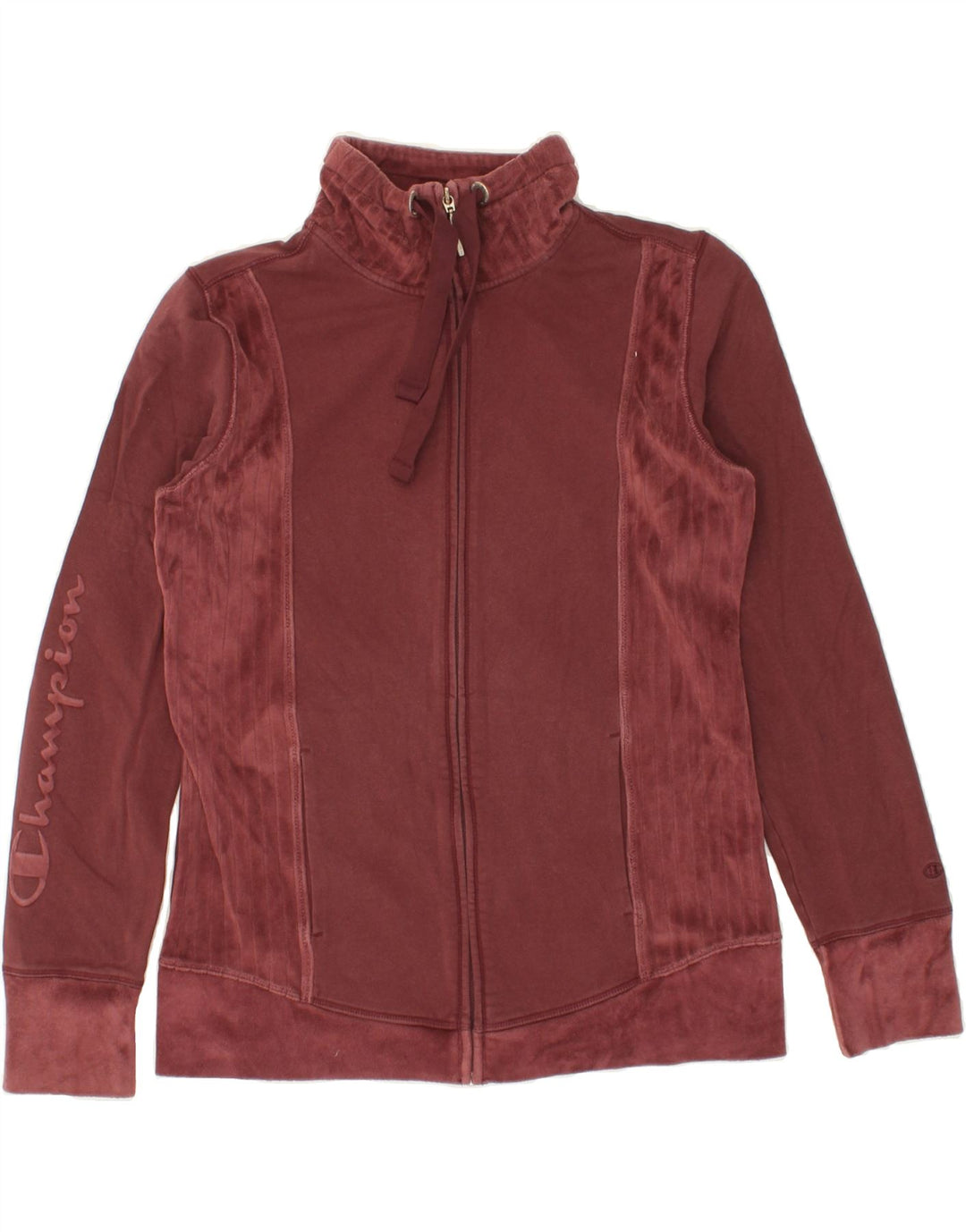 CHAMPION Womens Graphic Tracksuit Top Jacket UK 14 Large Maroon Vintage Champion and Second-Hand Champion from Messina Hembry 