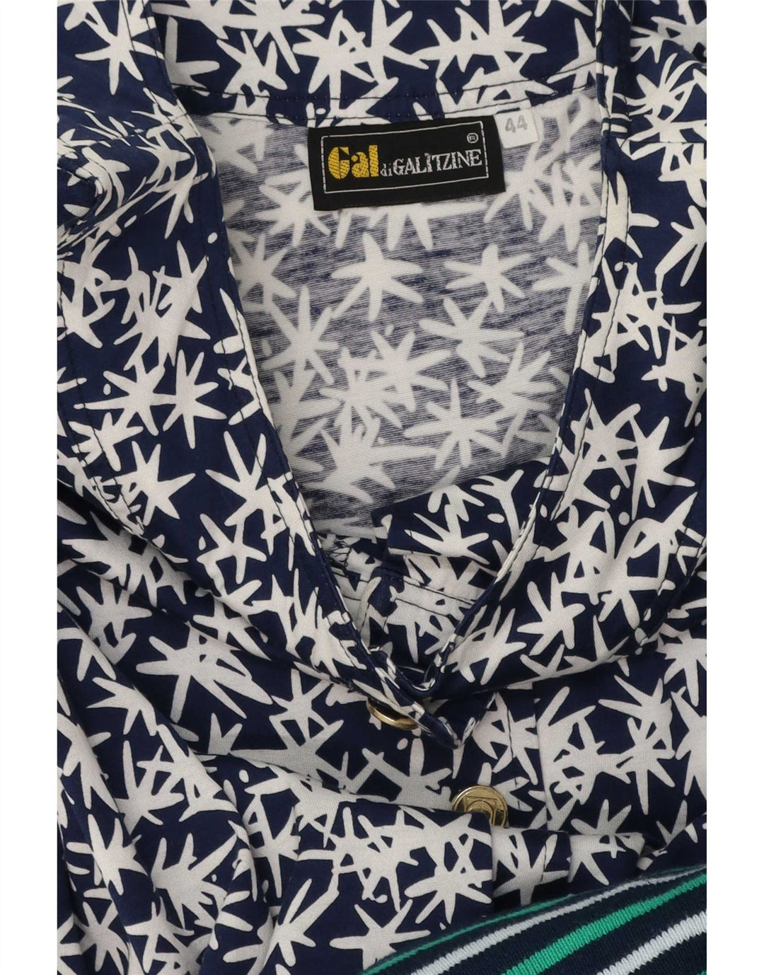 Bluză Vintage Femei Top IT 44 Medium Bleumarin Floral
