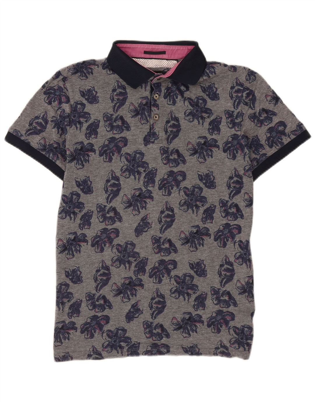 Tricou polo pentru bărbați Ted Baker Mărimea 4 mare, gri, bumbac cu flori
