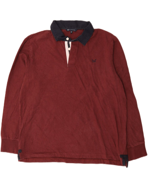 Crew Clothing Tricou polo rugby cu mânecă lungă pentru bărbați XL bumbac burgundă