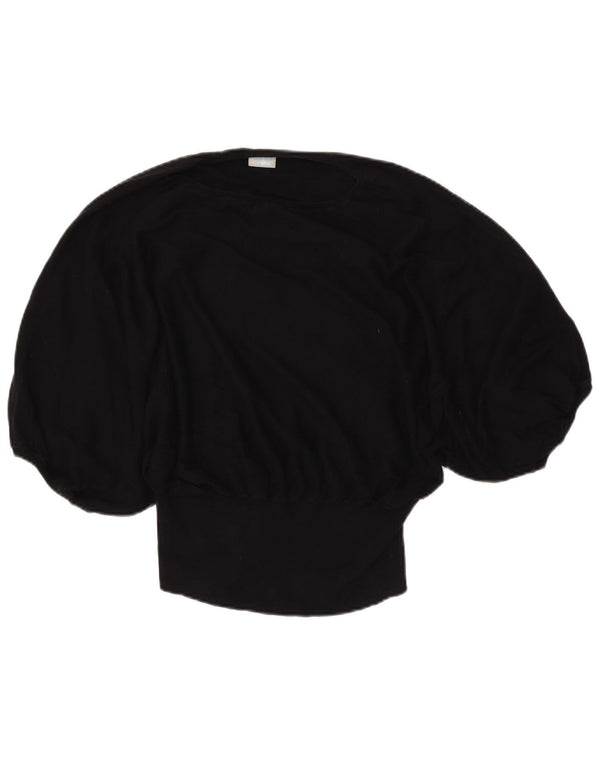 Pulover pentru femei Oasis, cu mânecă scurtă, cu gât de barcă, din bumbac mic, negru, UK 10