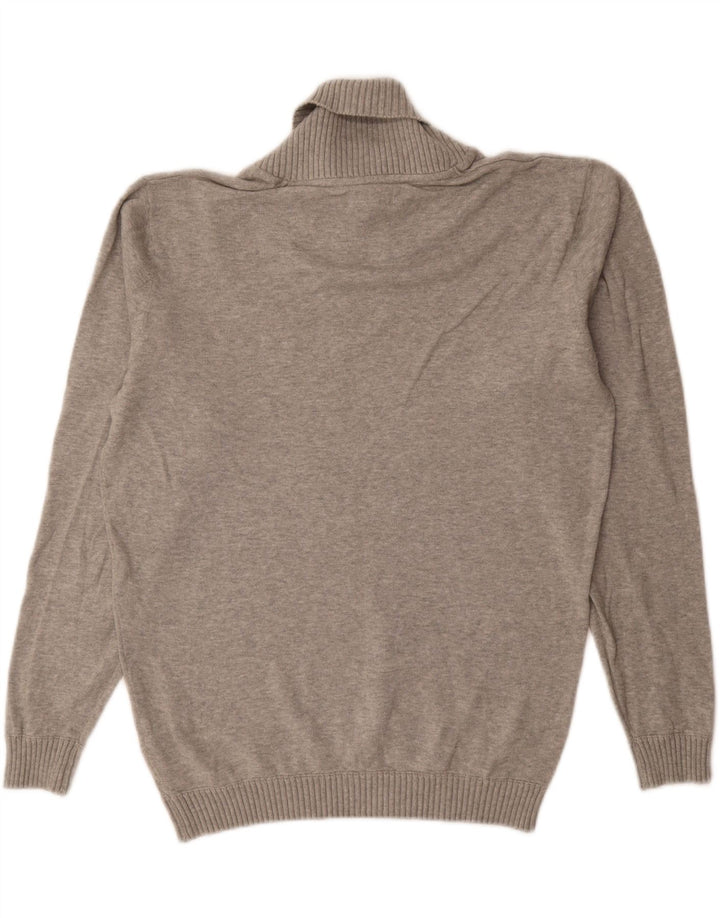 JACK & JONES Pulover pentru bărbați cu gât șal, bumbac mare, gri