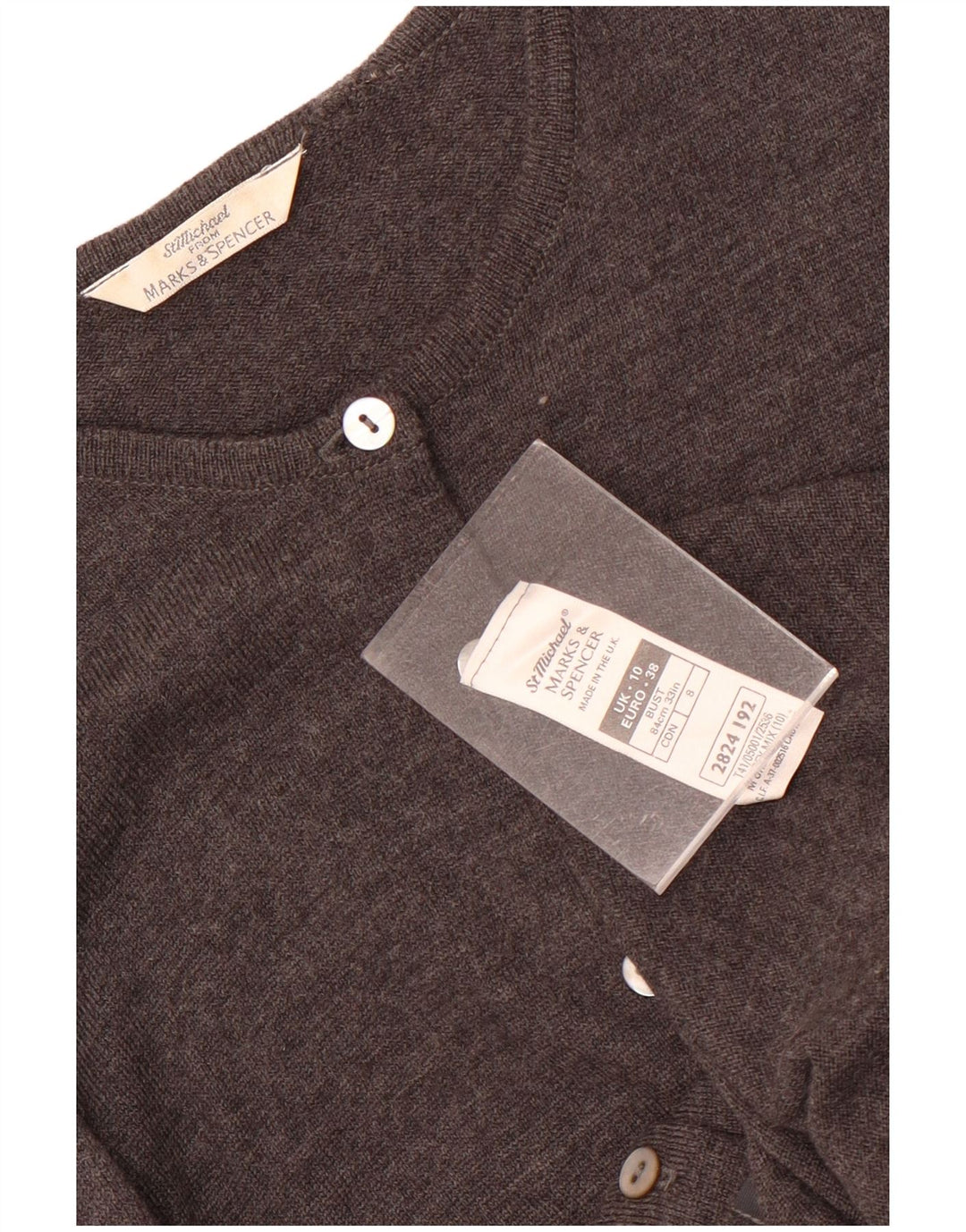 Pulover cardigan pentru femei Marks & Spencer UK 10 mic gri din lână nouă