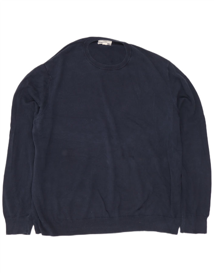 MARKS & SPENCER Pulover pentru bărbați cu gât crew, bumbac bleumarin 3XL