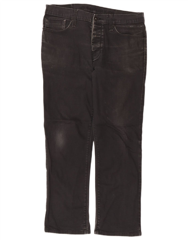 Blugi drepti pentru bărbați Marks & Spencer Autograph W34 L29 bumbac negru