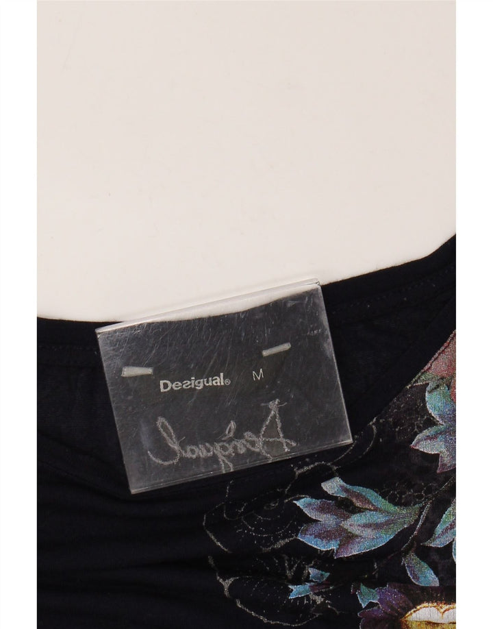 Top cu tunică grafică Desigual pentru femei UK 14 Medium Bleumarin Floral