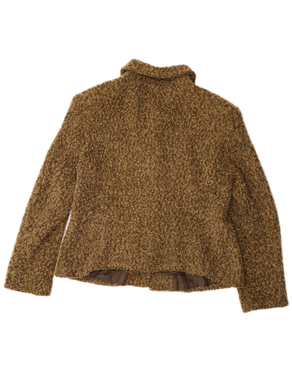 Jachetă vintage pentru femei cu 4 nasturi, UK 14, mediu kaki, acrilic cu pături