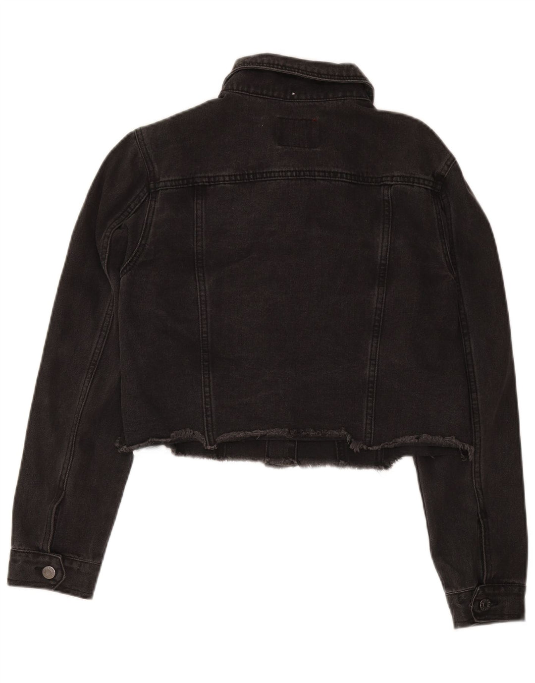 Jachetă de denim crop învechită Guess pentru femei UK 12, bumbac mediu negru