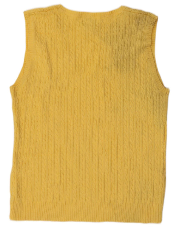 L.L.Bean Womens Vest Tank Top UK 12 Bumbac galben mediu