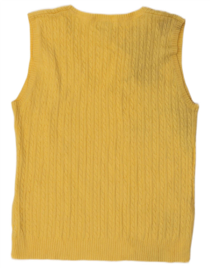 L.L.Bean Womens Vest Tank Top UK 12 Bumbac galben mediu