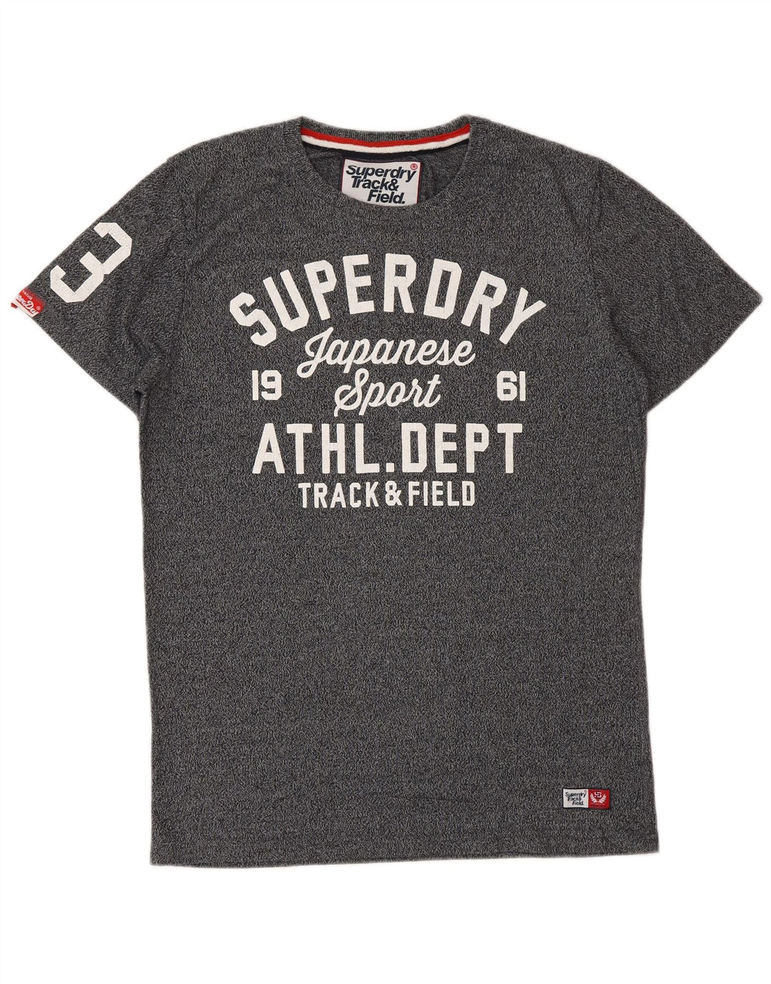 Tricou grafic pentru bărbați SUPERDRY Top din bumbac cu pete gri mediu