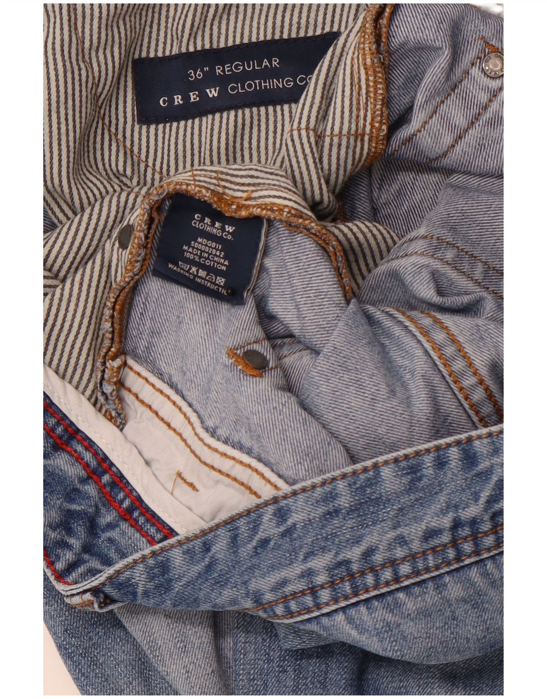 CREW CLOTHING Jeans drept bărbați W36 L31 Bumbac albastru