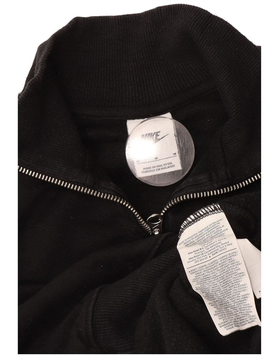 Pulover NIKE pentru femei, crop cu fermoar, cu gât, UK 14, bumbac mediu negru