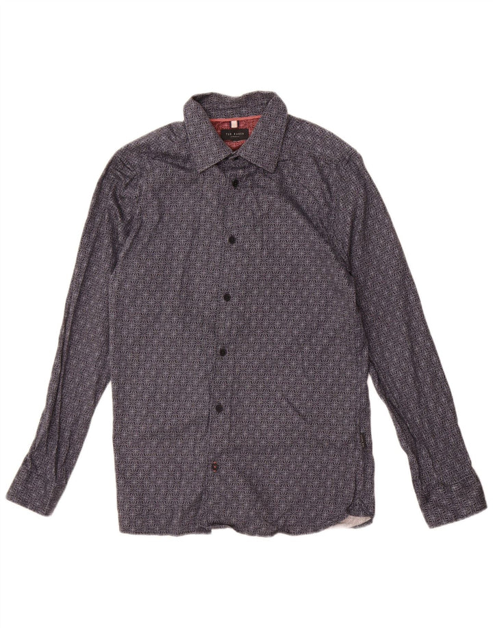 Cămașă pentru bărbați Ted Baker, slim fit, mărimea 3, medie, albastru, bumbac floral