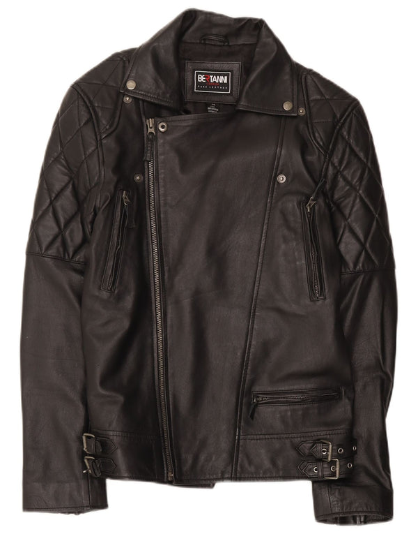 Jachetă biker din piele pentru bărbați Bertanni UK 38 Medium Black