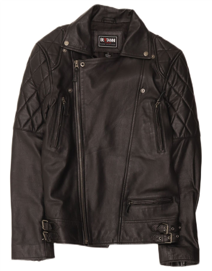 Jachetă biker din piele pentru bărbați Bertanni UK 38 Medium Black