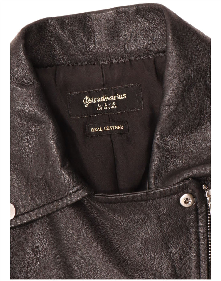 Jachetă de piele Stradivarius pentru femei UK 14, mare, neagră